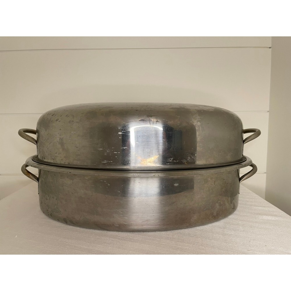 Lifetime 18-8 Stainless Steel Oval Roaster Pan with High Dome Lid and Rack